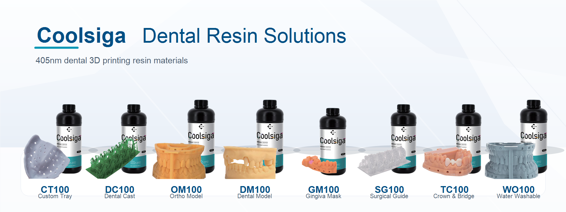 Coolsiga dental resin product lineup